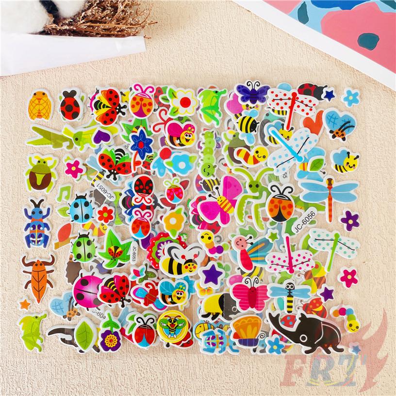8Sheets/set Cartoon Insects Rewards Sticker Puffy Bubble Toys Stickers