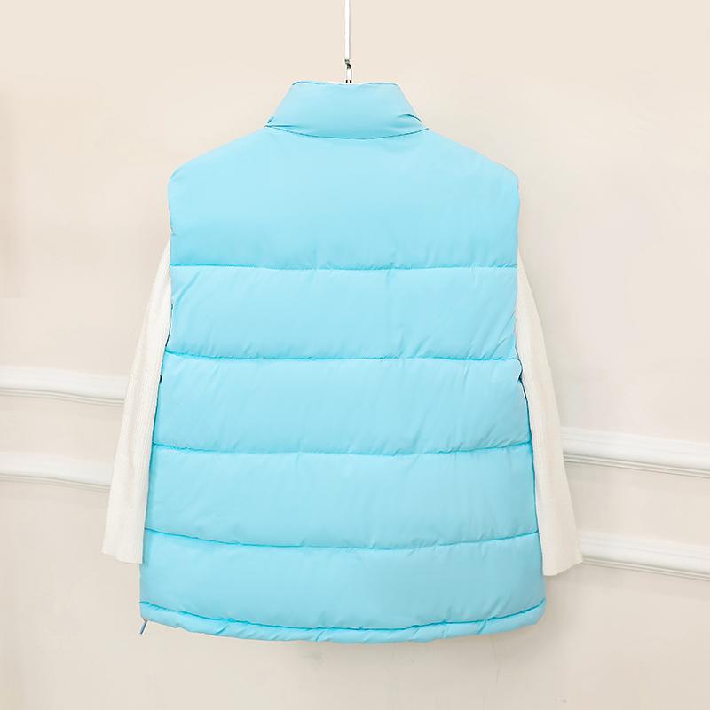 Женская осенне-зимняя однотонная утолщенная верхняя одежда с хлопковой подкладкой и воротником-стойкой, теплая куртка без рукавов, пальто, жилет