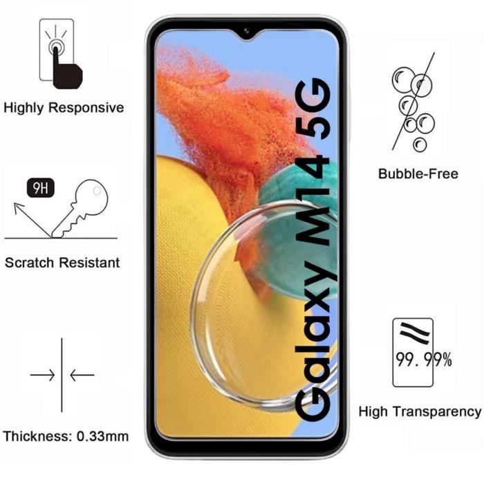 Verre Trempé pour Samsung Galaxy M14 5G [Pack 2] Film Vitre Protection Ecran Phonillico®
