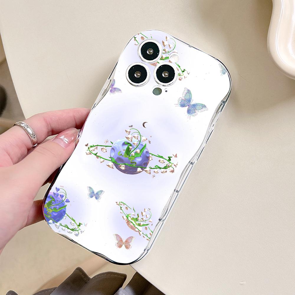 Для OPPO A17 A18 A38 A58 A98 Reno7 Z 8Z 8T 11F 11 Pro Realme 12 Lite 12 Pro C30 Цветы Кремовый Текстурный Чехол Волнистый Край Мягкий Силиконовый Чехол Для Телефона