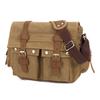 Men's Canvas Bag with Leather Business Shoulder Crossbody Bag Casual Briefcase Travel Mailman Bag