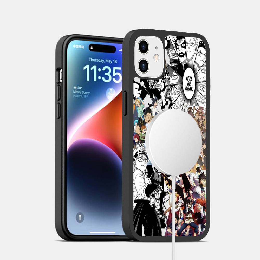 Anime Black C-Clover Phone Case Magnetic Case For IPhone 16 14 13 12 11 15 Pro Max Plus For Magsafe Wireless Charge Cover