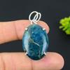 Neon Blue Apatite Gemstone 925 Sterling Silver Jewelry Pendant 1.85" W0d46