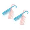 4pcs Wide Tooth Comb with Hook Rounded Handle Detangling Comb Pink Blue Transparency