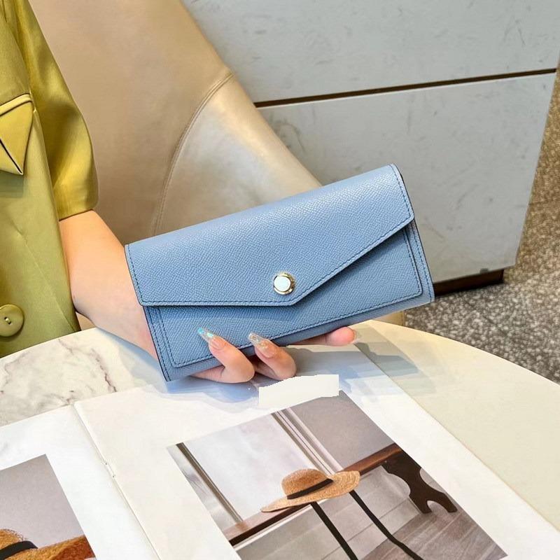 Новый длинный кошелек из воловьей кожи с рисунком пальмы, цветной блок, тройной кошелек из натуральной кожи, цветной кожаный зажим, цветная сумка для карточек