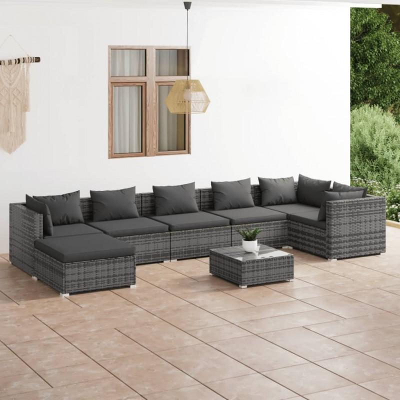 Day and Night - Day and Night Garden Furniture Set 8 Pieces and Gray Synthetic Rattan Cushions