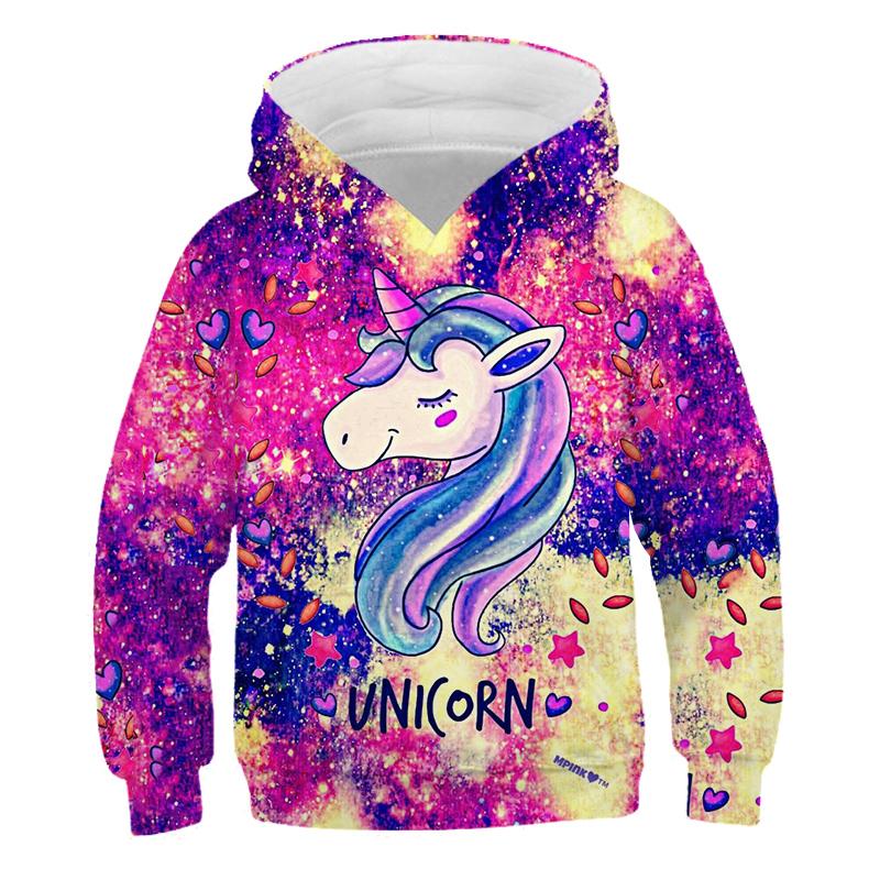 3D розовая толстовка с капюшоном Cool Girl Galaxy Harajuku, синий детский свитер с единорогом, красивая радужная школьная форма, креативная детская одежда