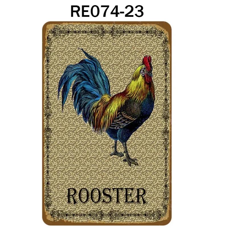 Happy-Hens Свежие яйца Металлическая жесть Плакат Куры Ферма Магазин Плакат Винтаж Ресторан Настенный декор Ретро таблички Знаки 20*30 см