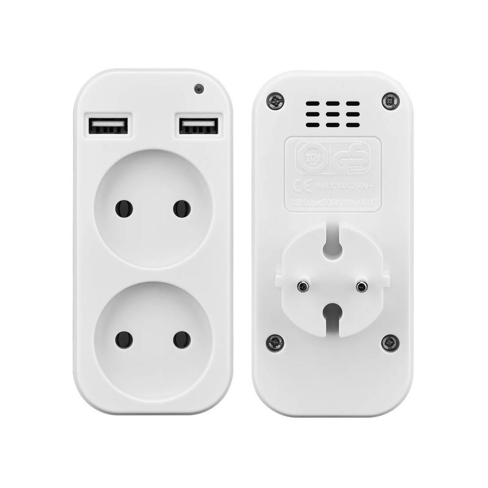 Европейская USB-розетка Портативная двойная USB-вилка-переходник Многофункциональная USB-вилка-переходник Германия Франция Россия Универсальная розетка