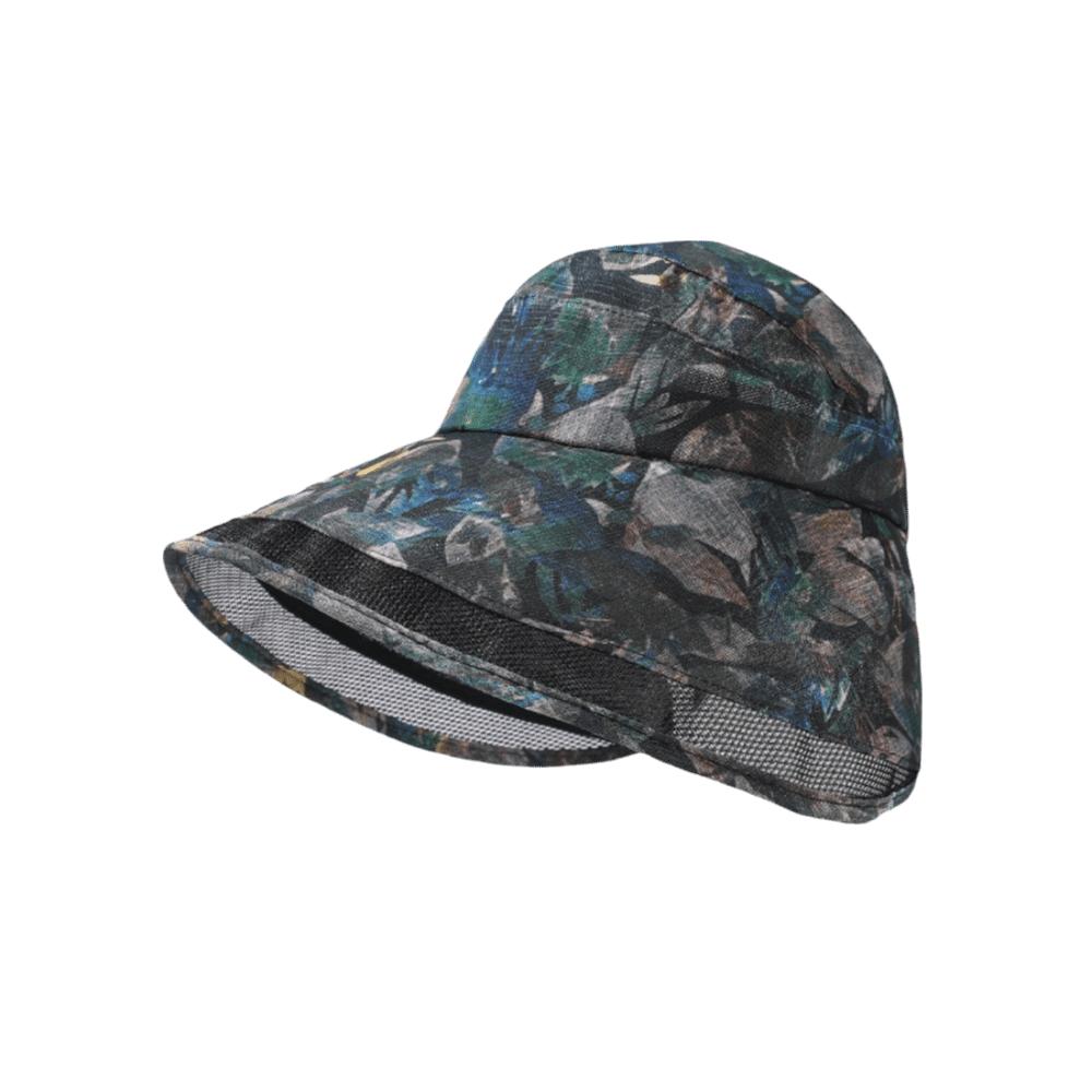 Fashion Adjustable Flower Empty Top Cap Polyester Breathable Anti-Sun Fisherman Hat Mesh Leaf Large Brim Sun Hat Leisure