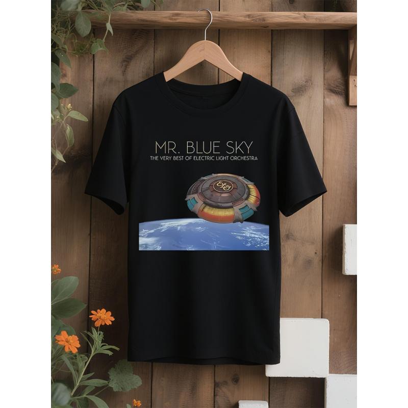 Men'S Vintage ELO Mr. Blue Sky Album Graphic T-Shirt - Soft Retro Band Tee with Iconic Song Lyrics & Album Art, Electric Light Orchestra Tee Shirt,