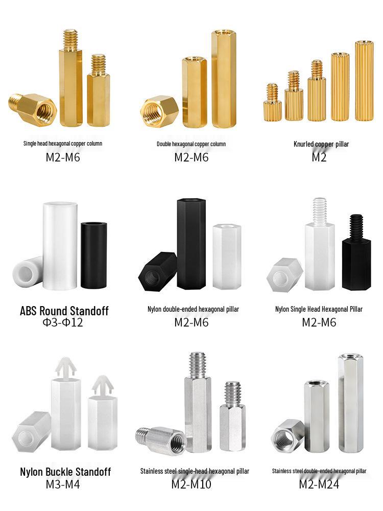 Snap-on Nylon M4 Hex Standoff for PC Board: Aircraft Head Plastic Spacer