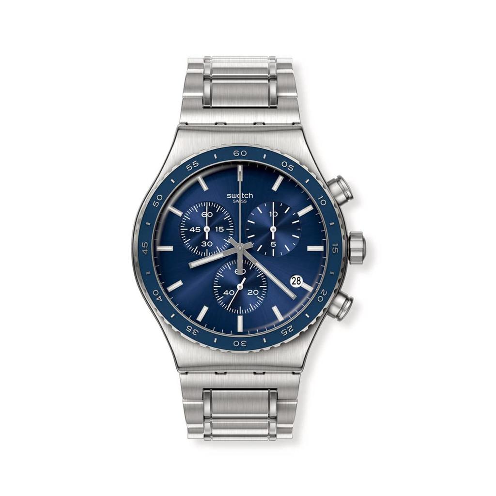 Swatch COBALT LAGOON Новая ирония Хронограф YVS496G Серые мужские часы,