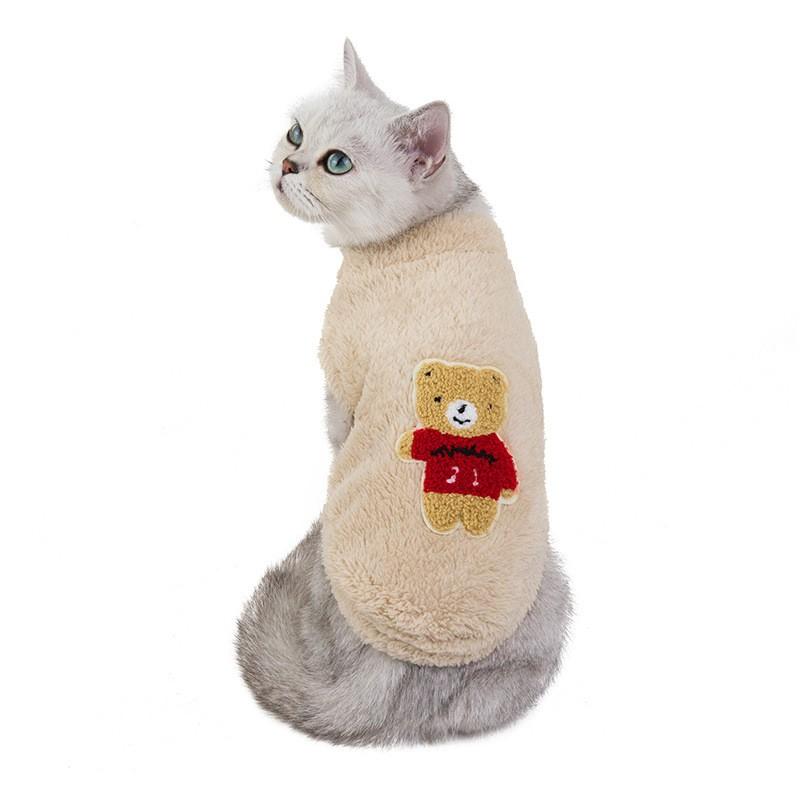 Warm Coral Fleece Cat Two-Legged Sweater Winter Pet Clothing Soft Cozy Indoor Outfit Small Medium Large
