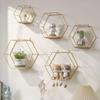Iron Art Storage Shelf Wall Mounted Hexagon Storage Holder Storage Rack for Bedroom Living Room Office Organizer Decor