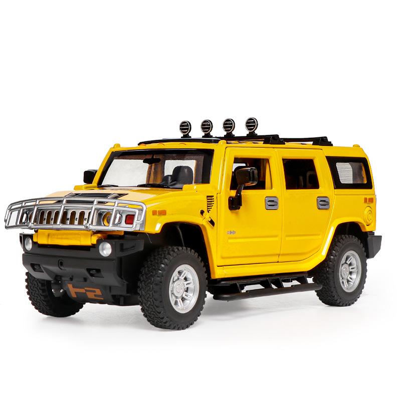 1/24 Hummer H2 Alloy Car Model Diecasts Metal Toys Vehicles High Simulation Sound Light Collection Kids Exclusive Birthday Gifts