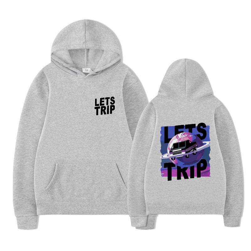 Autumn LETS TRIP Letter Printed Men's Hoodie Y2K Clothes Vintage Fashion Unisex Long Sleeve Pullovers