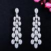 CMM Sparkling Cubic Zirconia Chandelier White Gold Color Drop Earrings