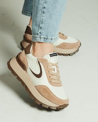 Кроссовки женские Lifexpert 923113 37 кремово-коричневые нубук плащевка