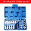 3/8" Drive Torx Bit Socket Set 1/2" Drive External Star Bits Set  Automotive Repairs