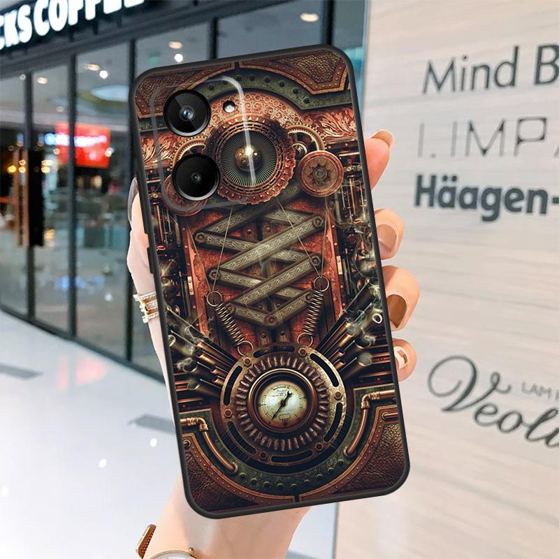 Steampunk Style Gears Levers Engine Case For Realme 15 Pro 12 11 13 14 Pro Plus GT6 GT7 C55 C51 C53 C25 C63 C61 C65 C67 C71 C75