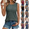 Женская мода повседневный безрукавный круглый вырез тонкий полосатый топ