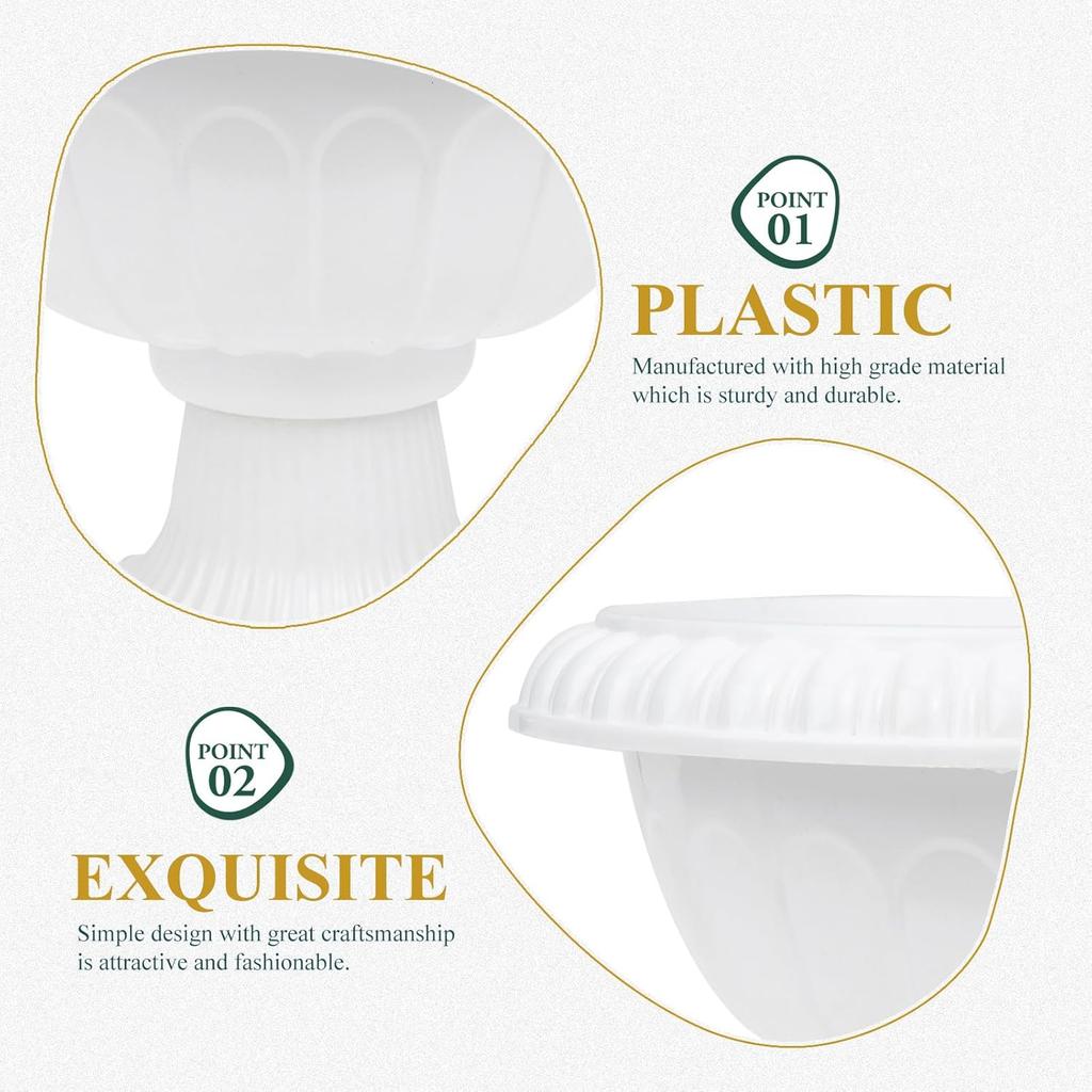 Yardwe 4pcs White Urn Planter Plastic Pedestal Flower Vases Plant Pot Grecian Plants Pot Roman Flower Pot for Yard Garden Porch Front Door