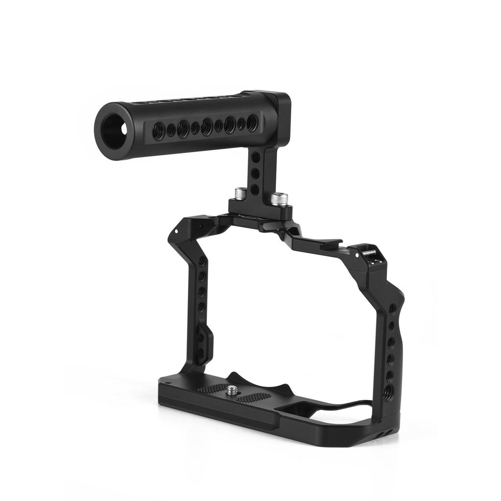 Клетка для камеры Andoer + комплект верхней ручки Видеоклетка из алюминиевого сплава с креплением для холодной обуви, многочисленные 1/4