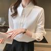 Women Blouses Shirts 2025 Spring Long Sleeve Women Blouse Shirt Turn Down Collar Office Lady White Black Chiffon Blouse Shirt Women Tops J864