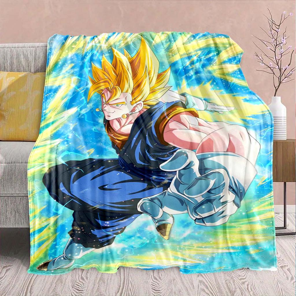 Фланелевое одеяло из аниме Dragon Ball - Мягкое, теплое, идеально подходит для дивана, постельного белья, кемпинга, путешествий, офиса, домашнего декора -QJY