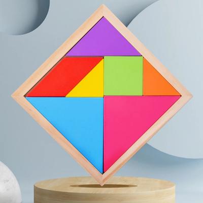 Деревянные головоломки Танграм для детей с 7 цветными деталями, Обучающая развивающая игрушка-головоломка для мальчиков и девочек, Веселый подарок на вечеринку