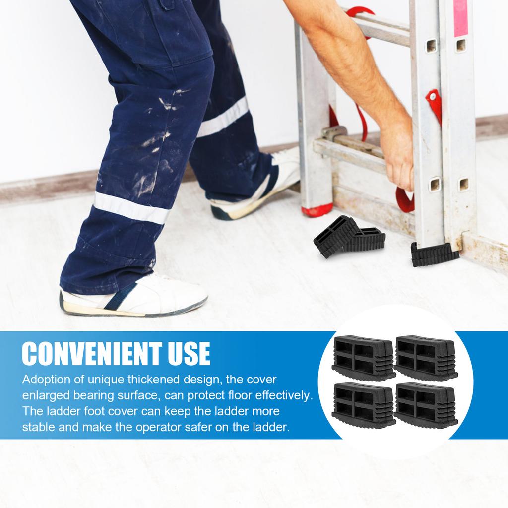 4Pcs Ladder Foot Cover Anti-Slip Rubber Mat Heavy-Duty Floor Protection Ladder Leg Caps Protective Covers for Stability Safety