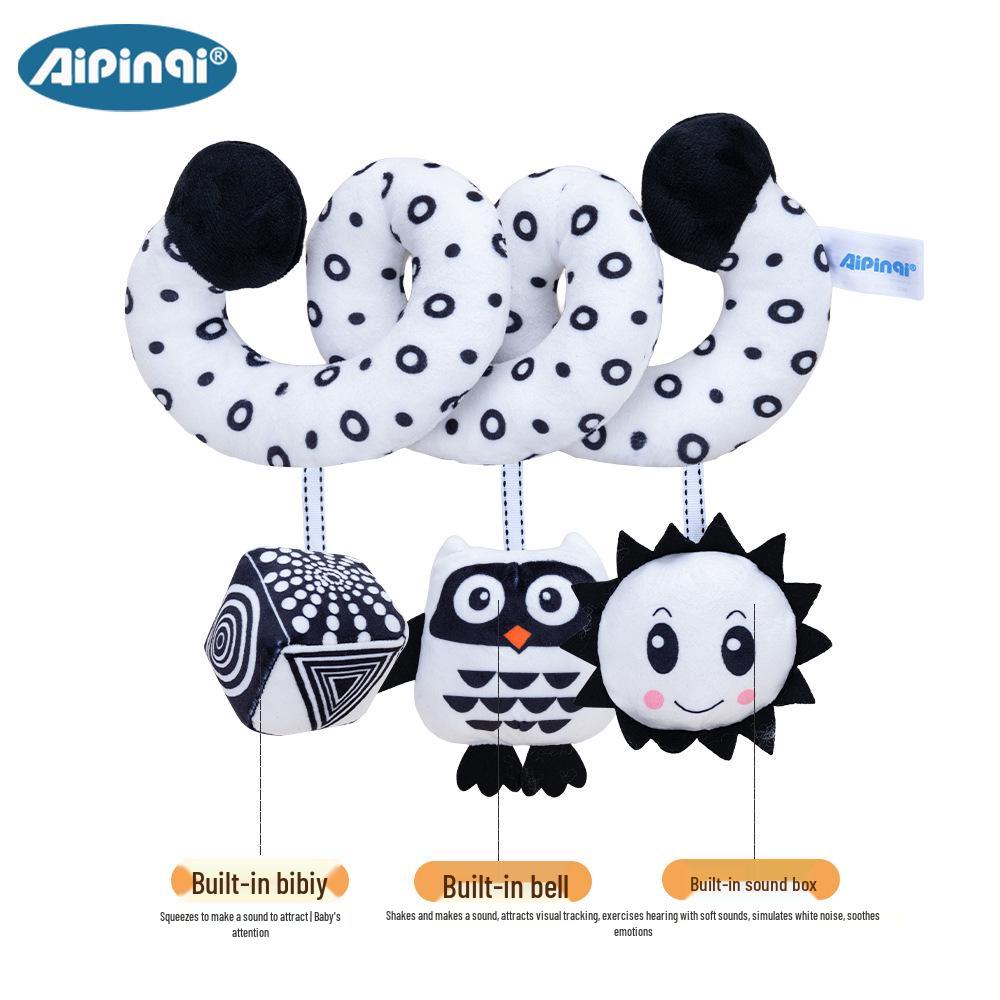 Aipinqi Черно-белая игрушка для детской кроватки в виде животного с колокольчиками