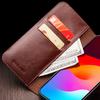 QIALINO For iPhone 15 Genuine Cow Leather+TPU Anti-Drop Phone Case Stand Wallet Cover