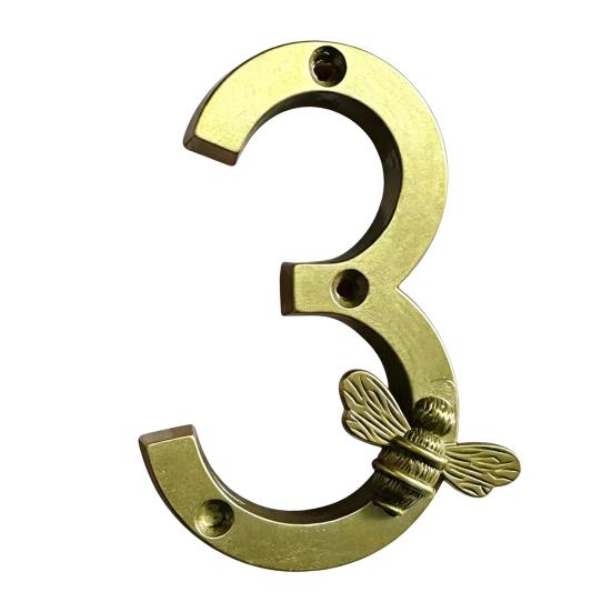 Bee House Number for Outside, Weather-proof Alloy Floating Address Numbers, Metal Number Sign for Door, Mailbox, Wall, Yard