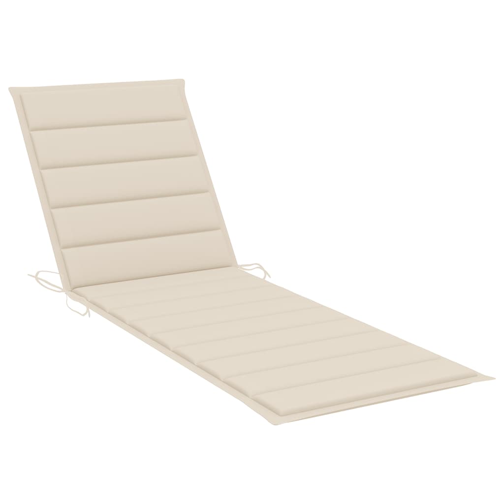 2 Piece Sun Lounger Set with Table and Cushions Solid Acacia Wood