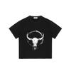 Черная футболка с принтом черепа быка для повседневной носки