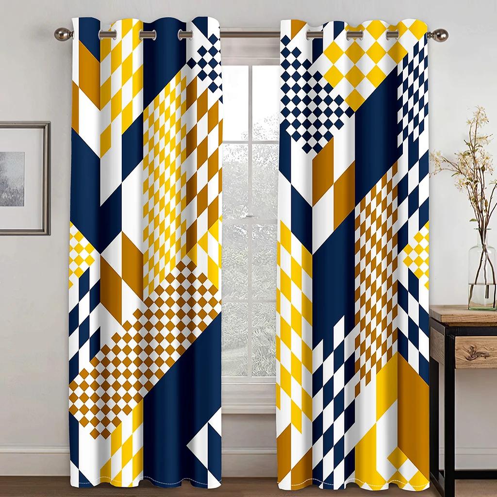 Дешевые современные абстрактные драпировки желто-серые геометрические спиральные шторы для окон гостиной спальни декор 2 шт. cortinas