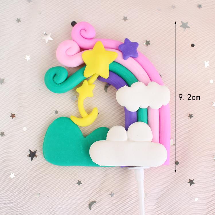 Rainbow Birthday Cake Decoration Cute Cartoon Rainbow Cake Toppers Kids Girls Happy Rainbow Cloud Unicorn Birthday Cupcake Decor