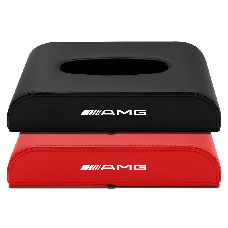 1pcs Car Tissue Box Holder Armrest Box Storage Case Stickers For Mercedes Benz AMG W205 W218 W177 W176 W169 A B C E S Class