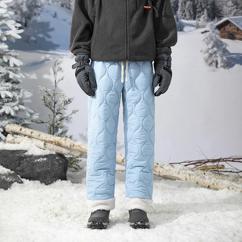 Зимние пуховые брюки мужские модные лыжные водонепроницаемые толстые флисовые теплые прямые хлопковые брюки женские повседневные утепленные брюки с защитой от холода