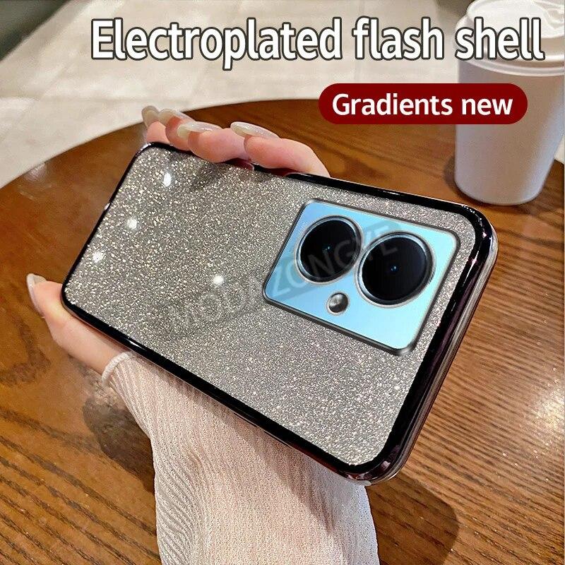 For VIVO Y78 5G Case Electroplating Luxury Soft Glitter TPU Back Cover VIVOY78 5G Phone Casing For Girl Woman
