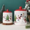 Christmas Ceramic Storage Jar with Lid Nordic Snowman Grain Nut Snacks Candy Coffee Bean Food Container Creative Christmas Gift