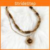 Tiger Eye Beaded Necklace With Geometric Shape Steel Pendant For Elegant Casual Attire