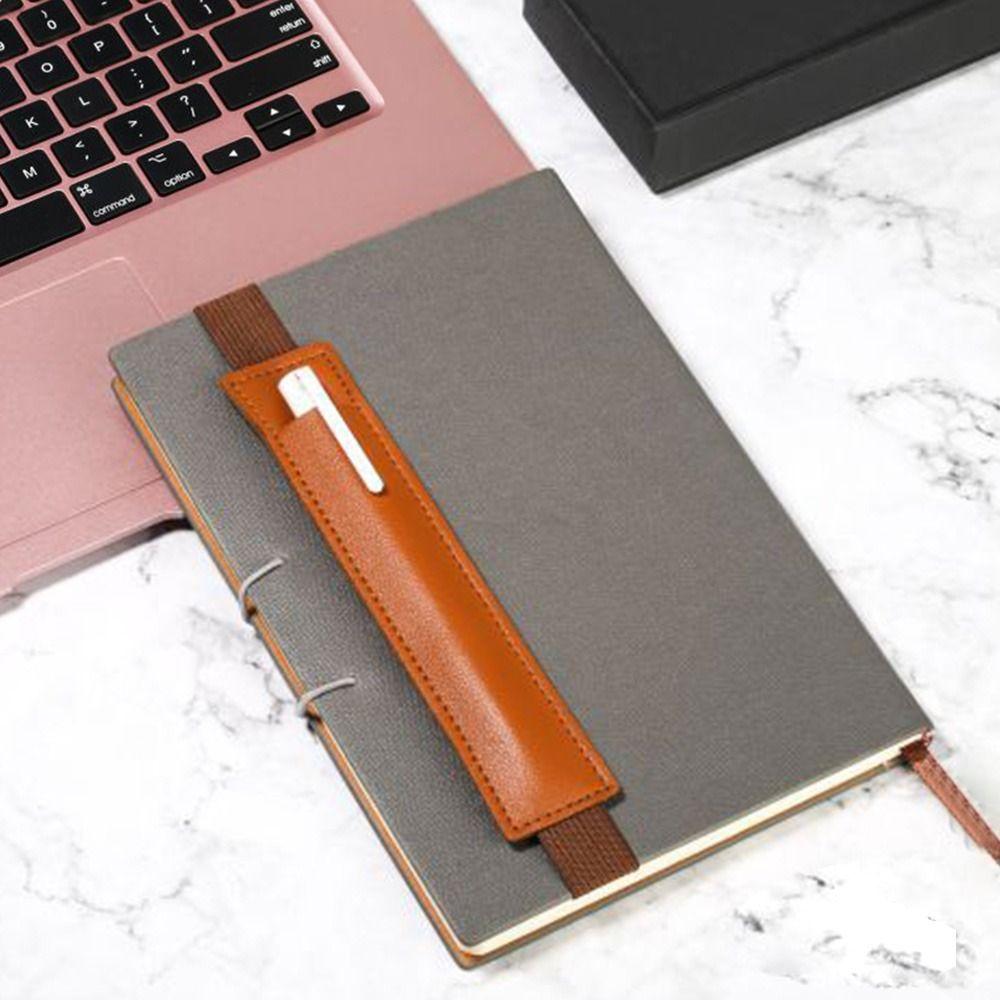 Lightweight Pu Leather Elastic Buckle Pen Bag Pencil Case Pen Clip Pen Holder