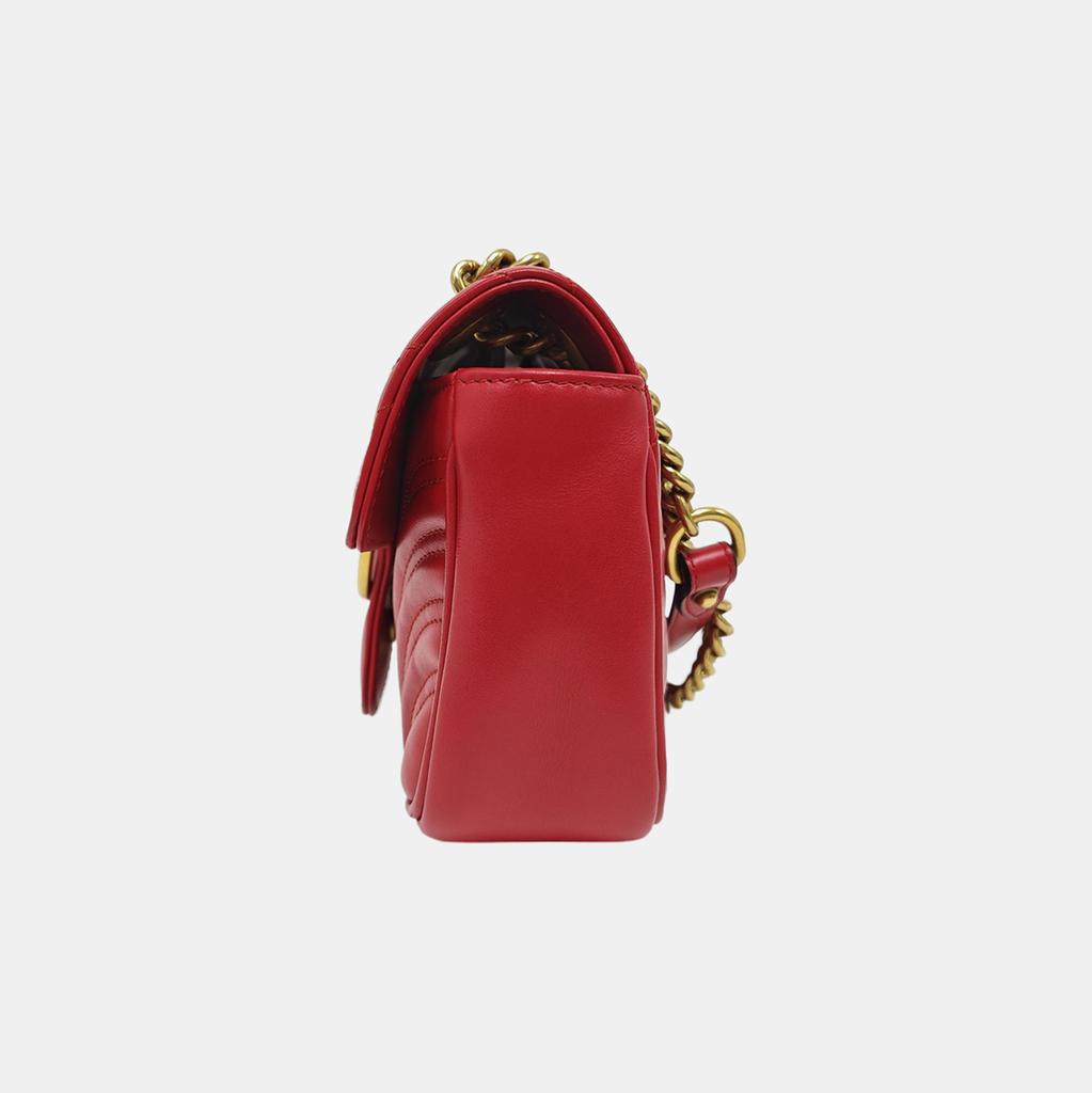 [Pre-Owned] Gucci GG Marmont Matelassé Mini Bag 'Red' - Excellent #16GZZVB