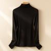 Рубашка с блузкой и воротником-стойкой, женская осенне-зимняя блузка с длинными рукавами, узкие однотонные топы с высоким воротом