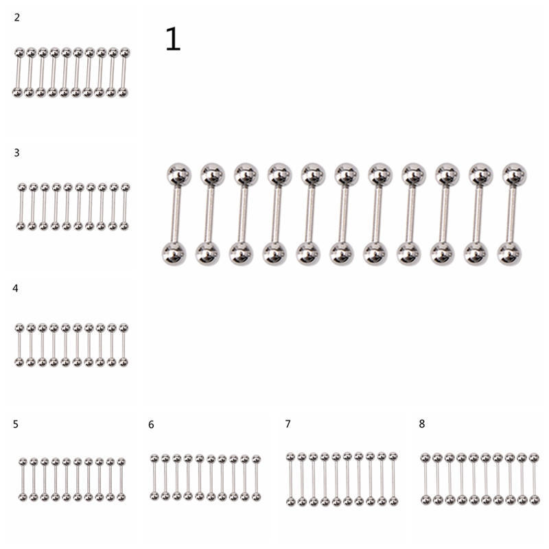 10 шт. нержавеющая сталь шарик язык пупок сосок штанга кольца стержни пирсинг тела