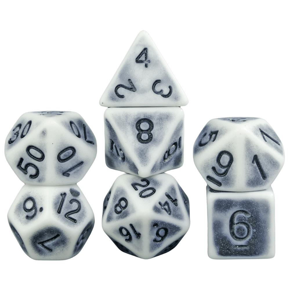 Набор игральных костей Retro DND из 7 многогранных игральных костей для ролевых игр D&D, игральные настольные кубики в комплекте D4 D6 D8 D10 D12 D20 с трубкой