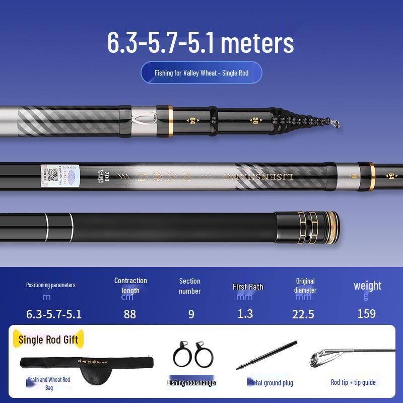 Super Hard 19-Tune Fishing Rod - Wheat & Corn Design, No-Cut Front-Casting, Lightweight Multi-Position Hand Rod Combo.
